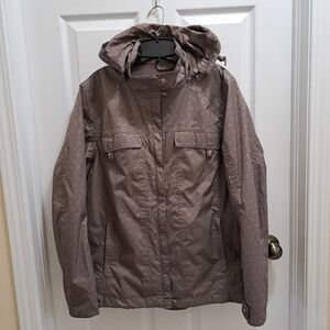 Wind River Jacket Patterned Women's Size Large Taupe Brown Rain Outdoor